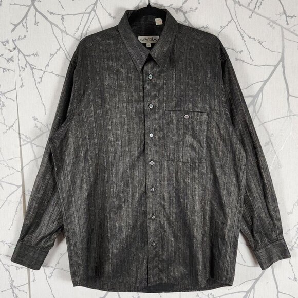 Savoia Black Abstract Geometric Printed Button Front Shirt - Picture 1 of 4